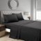 MarCielo - 4-Pieces Soft Striped Bed Sheets with 18 inches Deep Pocket - Black-Front_Standard