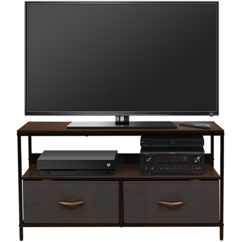 Sorbus - TV Stand with 2 Drawers – Fits Most Flat-Screen TVs – Modern Media Console with Gaming Console Storage Gray - Brown-Front_Standard 