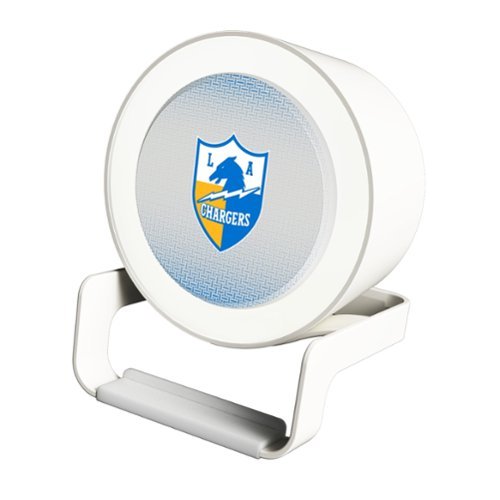 Keyscaper - Los Angeles Chargers Linen Print Nightlight Charger & Bluetooth Speaker - White-Front_Standard 