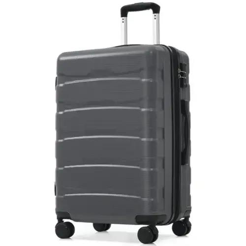Front. PexFix - 28" Hardshell ABS Carry-On, Durable Expandable Travel Suitcase with Spinner Wheels, TSA Lock for Air Travel - Gray.