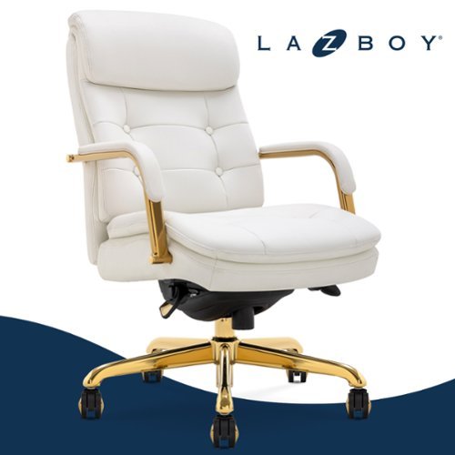 La-Z-Boy - Sonata Executive Mid-Back Bonded Leather Office Chair - White and Gold