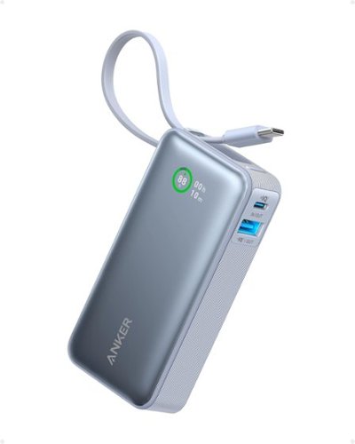 Anker - Nano 10,000mAh Portable Power Bank with Built-in USB-C Cable, 30W Max Output with USB-C&A - Ice Lake Blue-Front_Standard 
