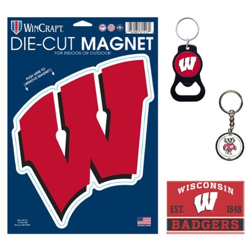 WinCraft - Wisconsin Badgers 4-Pack Key Rings and Magnets Set - Multicolor-Front_Standard 