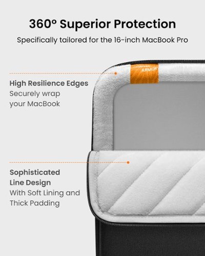 tomtoc Defender-A13 Premium 360° Protective Laptop Sleeve Bag Case for 16-inch MacBook Pro M4/M3/M2/M1 Pro/Max 2024-2019 - Black WORLDWIDE DELIVERY