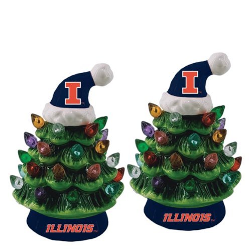 Evergreen Enterprises - Illinois Fighting Illini 2-Pack 4" Ceramic LED Christmas Tree Set - Multicolor-Front_Standard 