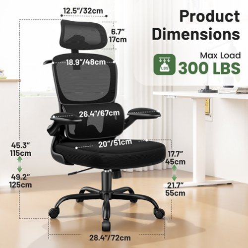 KERDOM Ergonomic Office Chair with 3D Adjustable Lumbar Support