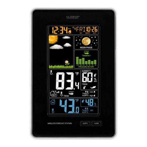 La Crosse Technology - Vertical Wireless Color Weather Station with Pressure - Black-Front_Standard 