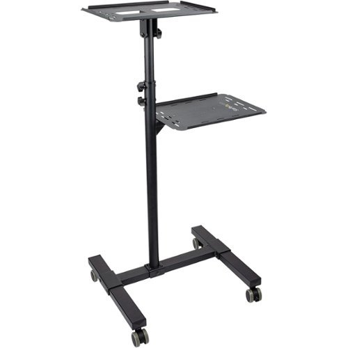 StarTech.com - Mobile Projector and Laptop Stand/Cart, Heavy Duty Portable Projector Stand/Presentation Cart, Height Adjustable - Black-Front_Standard 