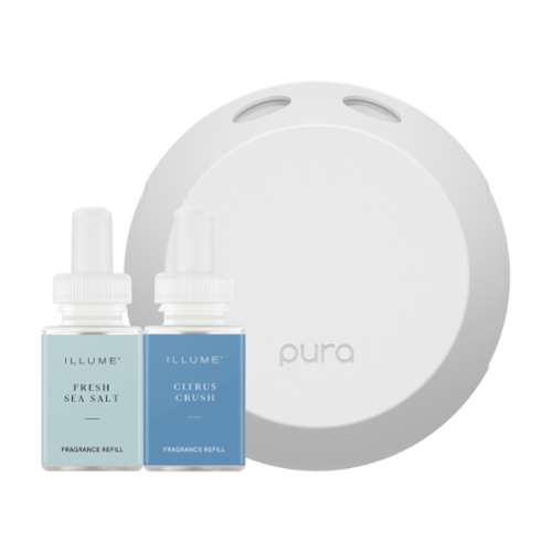 Pura Illume Fresh Sea Salt & Citrus Crush Starter Set - White