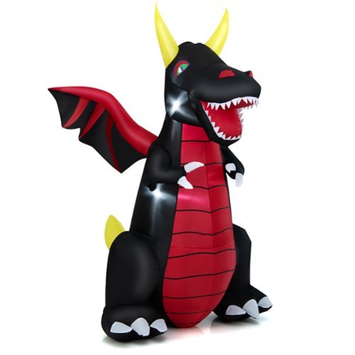 Costway - 8 FT Halloween Inflatable Fire Dragon Giant Blow up Decoration with LED Lights - Black/Red-Alt_View_Standard_19 