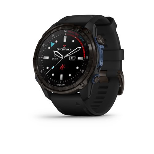 Garmin - Descent Mk3i GPS Dive Smartwatch – 51 mm Fiber-reinforced polymer - Carbon Gray DLC Titanium with Black Silicone Band - (2023)-Front_Standard 
