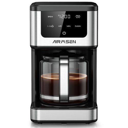 AIRMSEN - 14-Cup Programmable Coffee Maker, Coffee Machine with Adjustable Brew Sizes and Auto-off - Stainless Steel - Black-Front_Standard 