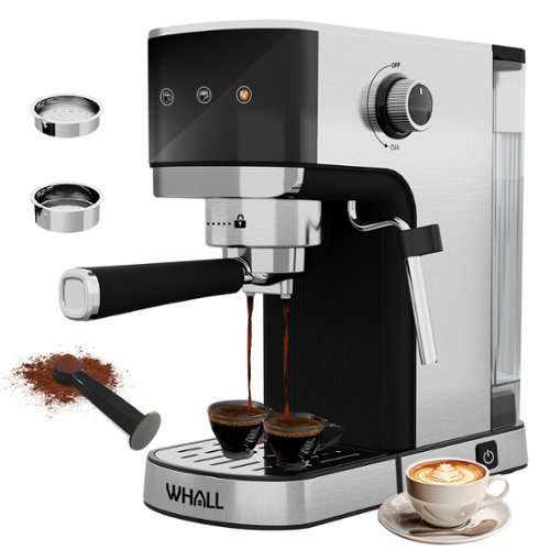 WHALL - 20 Bar Touchscreen Espresso Machine，Espresso Coffee Maker with Milk Frother Steam Wand - Black-Front_Standard 