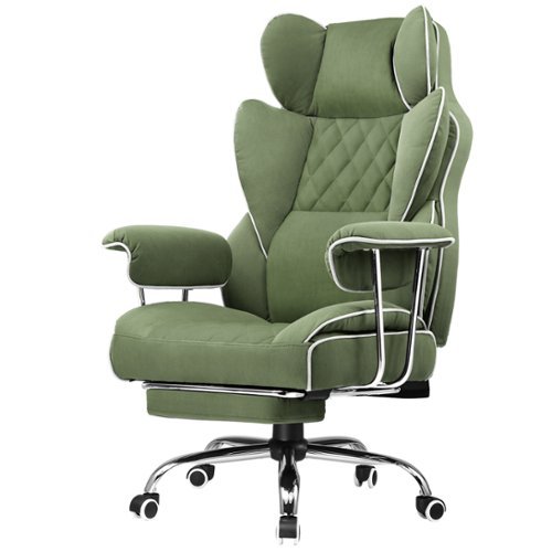 GTPlayer - 400lbs Heavy Duty Gaming Chair Fabric Comfortable Ergonomic Computer Chair with Soft Armrests - Green-Front_Standard 