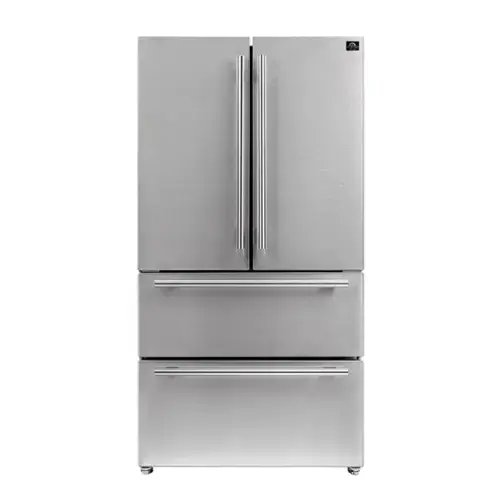 Front. Forno Appliances - Moena 19.2 Cu. Ft. French Door Refrigerator - Stainless Steel.
