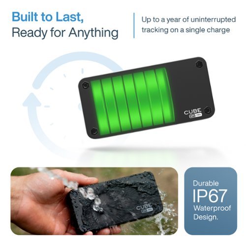 Cube GPS Vehicle Tracker with magnetic base and one year rechargeable battery - Black WORLDWIDE DELIVERY