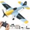 VEVOR - RC Plane, 2.4GHZ 3 Channel Remote Control Airplane with 6-Axis Gyro Stabilizer, Ready to Fly Fighter Aircraft Plane Toy - Yellow, Gray, Black-Front_Standard