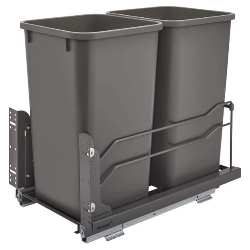 Rev-A-Shelf - Double Pullout Trash Can 27 qt. with Soft-close, 53WC-1527SCDM-213 - Orion Gray-Front_Standard 