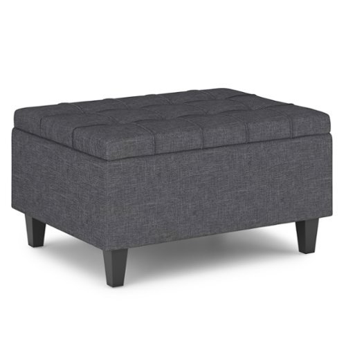 Simpli Home - Harrison Small Coffee Table Storage Ottoman - Slate Grey-Front_Standard 