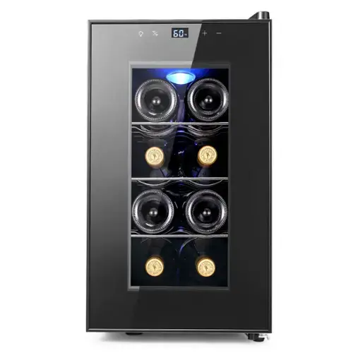 Front. Yeego - Yeego 8 Bottle Wine Refrigerator, Mini Wine Cooler with Digital Temperature Control, Countertop Wine Cooler for Wine Ent - Black.