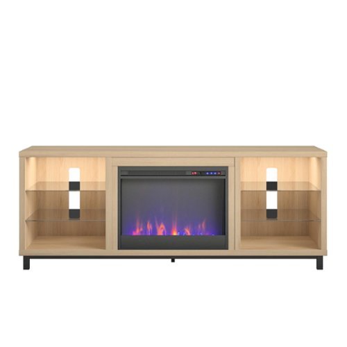Ameriwood Home - Lumina Deluxe Fireplace TV Stand (70") - Blonde Oak-Front_Standard 