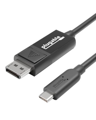 Plugable - USB-C to DisplayPort Cable, 6ft, 4K@60Hz, Bi-Directional, Thunderbolt & USB-C Compatible, Driverless - Black-Front_Standard 