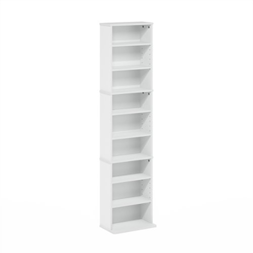 Furinno - JAYA 9-Shelf Multimedia Media Storage Tower Rack with Adjustable Shelves - White-Front_Standard 