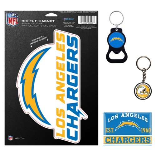 WinCraft - Los Angeles Chargers 4-Pack Key Rings and Magnets Set - Multicolor-Front_Standard 