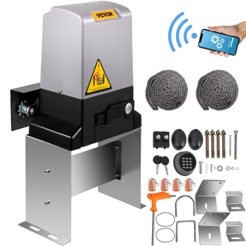 VEVOR - 3300 LBS Automatic Sliding Gate, Gate Opener Motor with 6 Remote Controls, 230 ft Remote Distance Driveway Rolling Gate - Gray-Front_Standard 