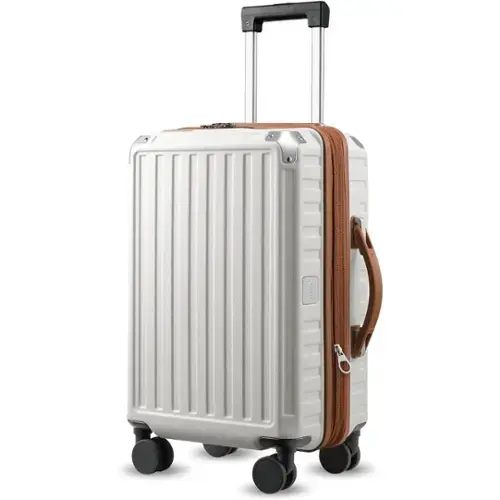 Front. LUGGEX - LUGGEX 20 Inch Carry On Luggage Airline Approved, PC Expandable Hard Shell Suitcases with Spinner Wheels - LX-EX - White.