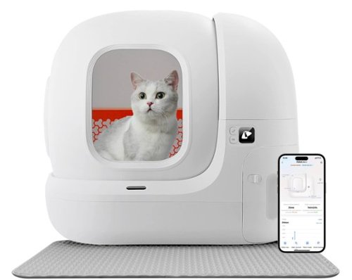 Petkit - PuraMax Self-Cleaning Wifi Enabled Automatic Cat Litter Box for Multiple Cats with Litter Mat - White-Front_Standard 