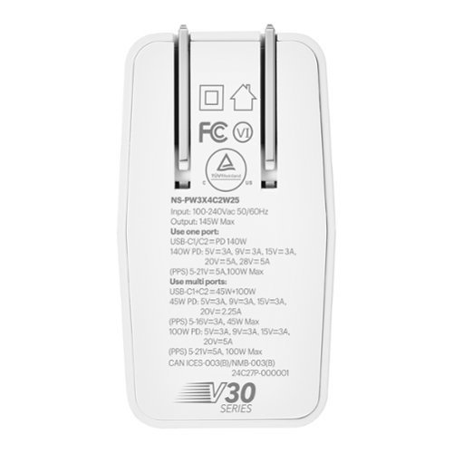 Insignia™ 140W 2-Port USB-C GaN Wall Charger for Surface Pro (latest model), MacBook Pro, iPad & other USB-C Devices - White GLOBAL SHIPPING
