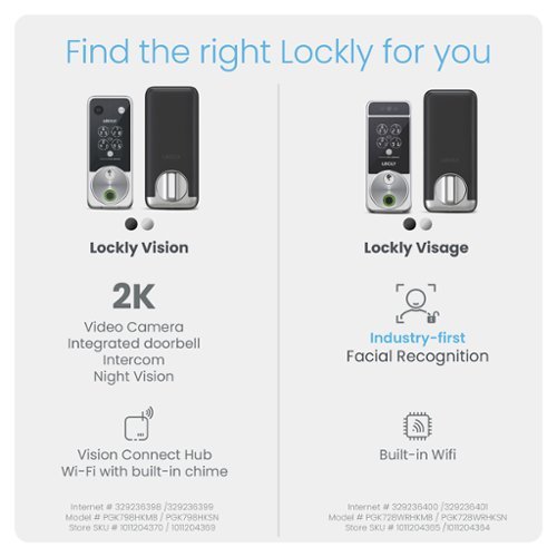 Lockly Visage Smart Lock Wi-Fi Deadbolt Facial/Keyway/Fingerprint - Satin Nickel BUY IN EUROPE