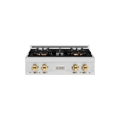 ZLINE - Autograph 30 in. Satin Steel Classic Built-In Gas Cooktop with 4 DuoPro Burners and Gold Accents (PCRTSZ-30-G) - Stainless Steel-Front_Standard 