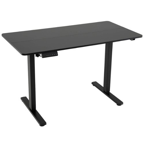 Costway - 48" x 24" Sit to Stand Desk with 3 Memory Settings & Anti-Collision Protection - Black-Front_Standard 