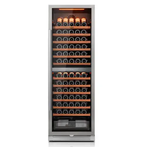 Front. Ca'Lefort - 24inch 155-Bottle Dual Zone Wine Cooler refridgerator Freestanding/Built-In 3-Color LED Lighting  for Home, Bar & Office - stainless steel.