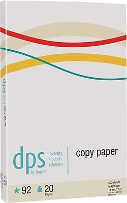 Diversity Products Solutions by Staples - DPS by Staples 30% Recycled 11" x 17" Copy Paper, 20 lbs., 92 Brightness, 500 Sheets/Ream (DPS01117RCY-CC) - White