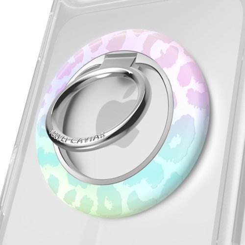 VELVET CAVIAR Magnetic Phone Ring & Stand - White Opal Leopard GLOBAL SHIPPING