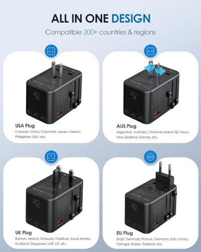 Epicka GaN 75W Universal Travel Adapter with 3 USB-C PD Fast Charging & 2 USB-A (TA-105 Max, Black) - Black HOW TO BUY