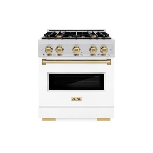 ZLINE - Autograph 30" Classic Gas Range with 4 Burners and Bronze Accents (CGRZ-WM-30-CB) - White-Front_Standard 