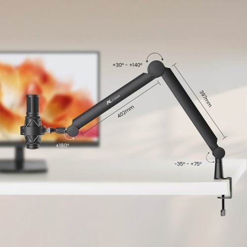 ACGAM Boom Arm Microphone Mic Stand with 3/8'' to 5/8'' Screw Adapter for Blue Yeti HyperX QuadCast Shure SM7B and other Mic BUY IN QATAR