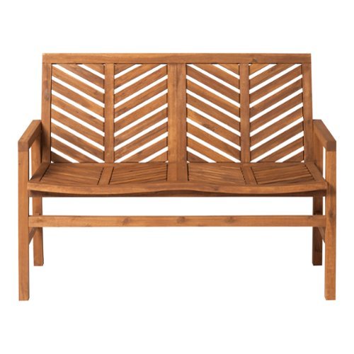 Walker Edison - Patio Outdoor Windsor Acacia Wood Garden Bench - Brown-Front_Standard 