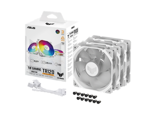 ASUS TUF Gaming TR120 120mm ARGB Reverse Fan Triple Pack, 76.3 CFM