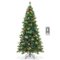 Costway - 7FT Pre-Lit Artificial Christmas Tree 9 Lighting Modes with 400 LED Lights & Timer - Green-Front_Standard 