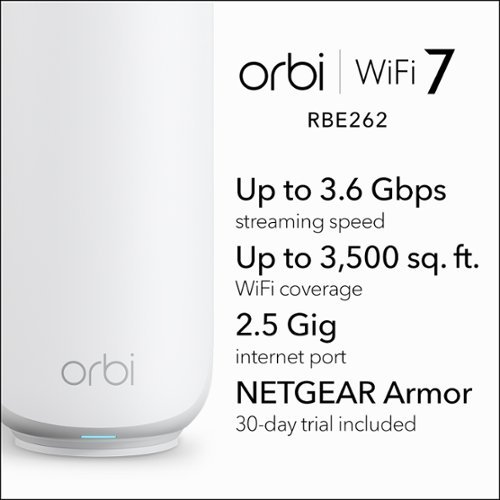 NETGEAR Orbi 260 Series BE3600 Dual-Band Mesh Wi-Fi 7 System (2-pack) - White WORLDWIDE DELIVERY