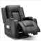 CloudRest Pro - Recliner Chair with Cup Holders,Heat and Massage PU Rocking Chair - Black-Front_Standard