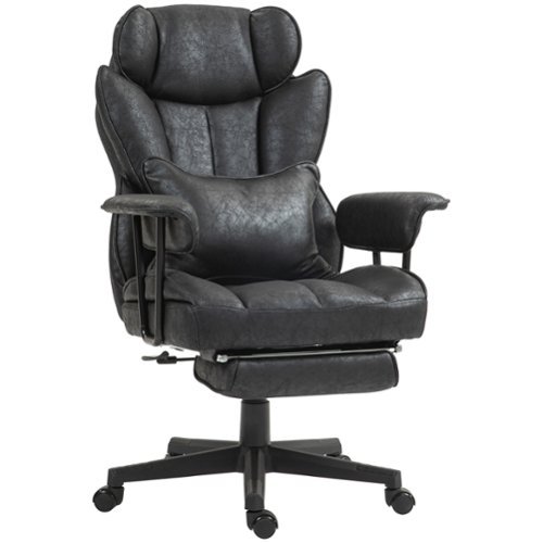 Homcom - Executive Office Chair, 400LBS Big and Tall Office Chair with Foot Rest, Microfiber Computer Desk Chair - Black-Front_Standard 