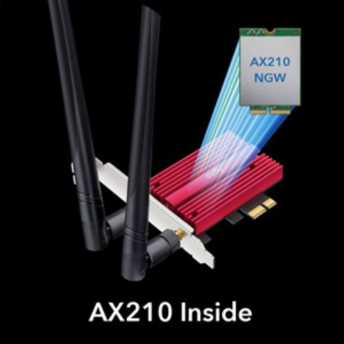 Cudy  AX5400 Wireless Wi-Fi 6E PCIe Card, Bluetooth 5.2/5/4.0, AX210, 802.11ax/ac/a/b/g/n, Windows 11,10, Black and Red - black and red WORLDWIDE DELIVERY