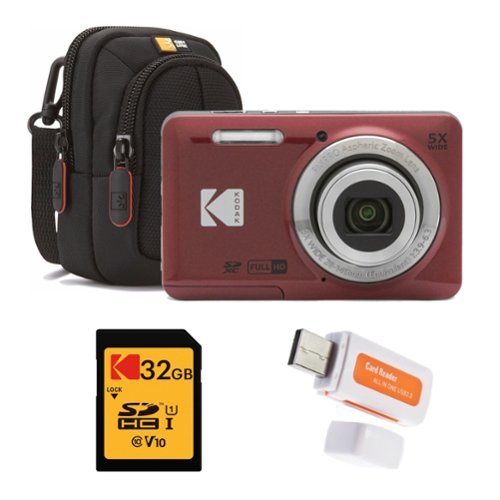 Kodak - PIXPRO Friendly Zoom FZ55 Digital Camera with Camera Case Bundle - Red-Front_Standard 