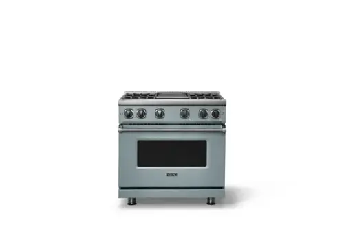 Front. Viking - Pro 7 Series 5.6 Cu. Ft. Freestanding Sealed 4 Burner LP Gas Convection Range/Griddle - November Sky - November Sky.